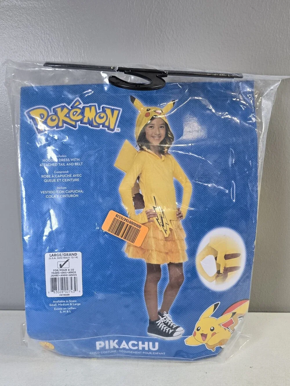 Pikachu Girls Size Large Rubie's Child Halloween Costume Hooded Dress Pokemon